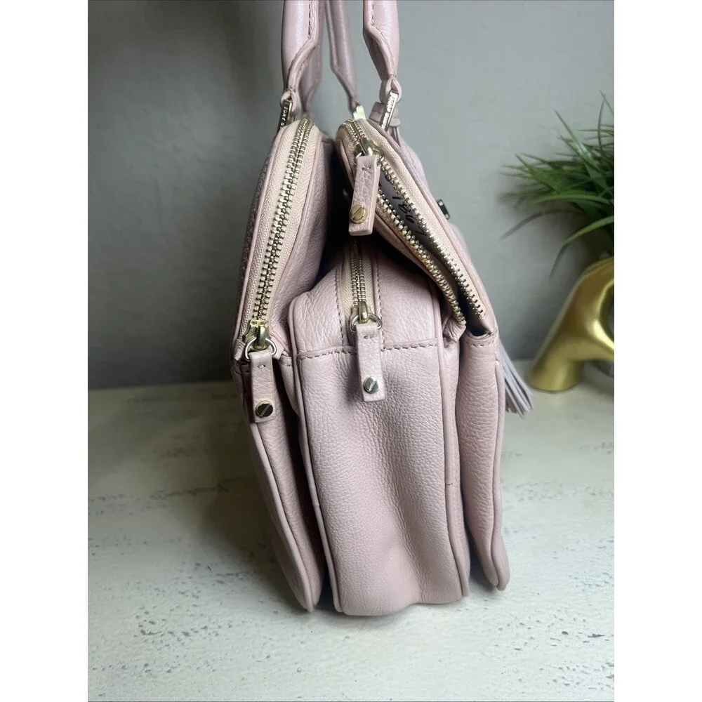 Tory Burch Thea Pale Pink Classic Minimalist Style Satchel Handbag Business Bag